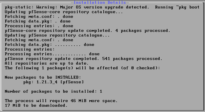 Netgate Installer progress screen showing file copy and ZFS pool configuration in progress