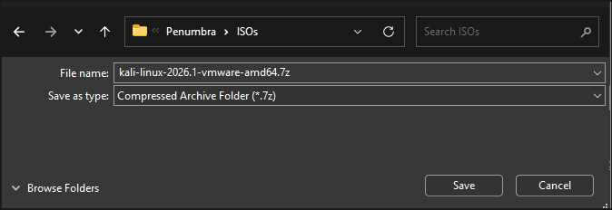 Kali Linux VMware card on the Virtual Machines download page showing the download icon in the bottom-left corner